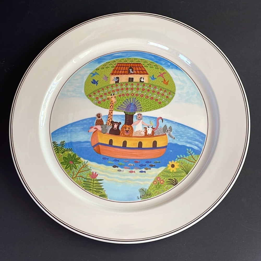Villeroy & Boch Design Naif 12” Porcelain Chop Plate Round Platter Noah’s Arc